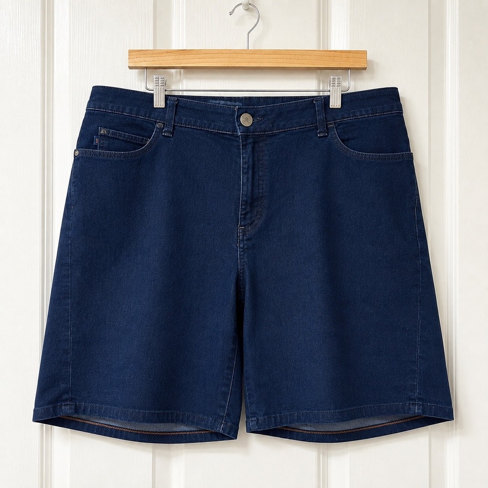 Lee Modern Series Curvy Fit Denim Bermuda Shorts 20W Dark Wash Stretch Classic